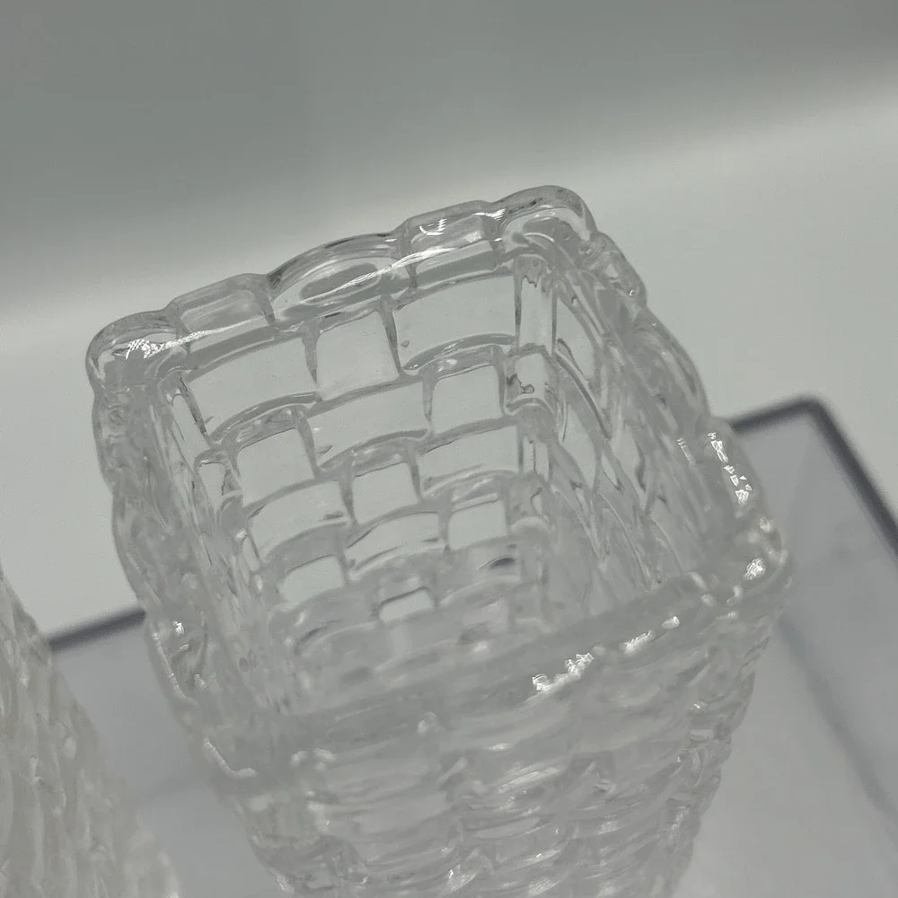 Set Of 2 German Nachtmann‎ Bossa Nova Basketweave Lead Crystal Vase Pair 6